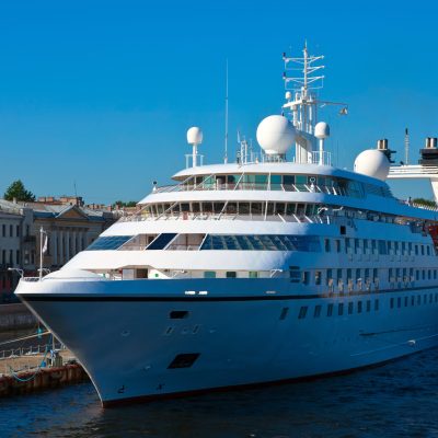cruise liner in the port of Saint Petersburg
